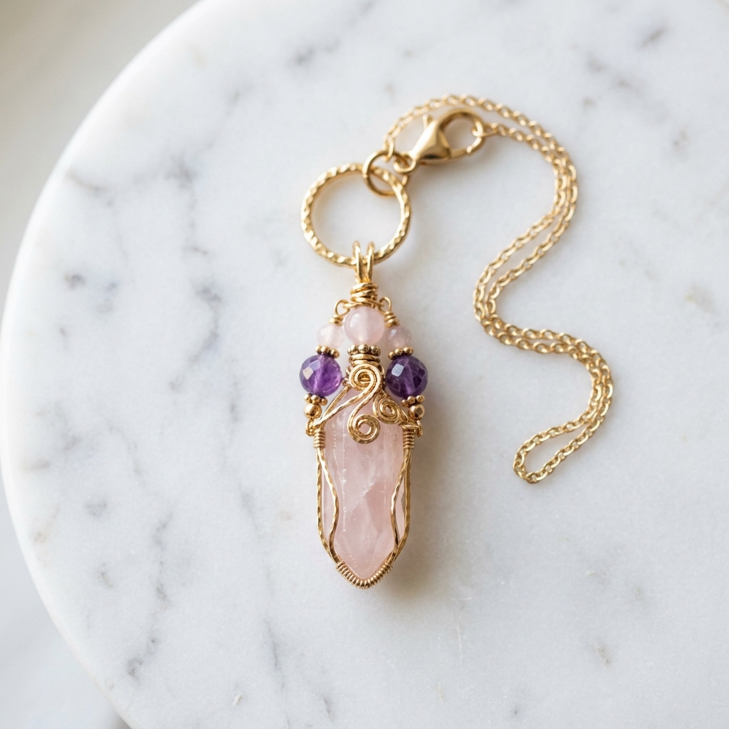 Rose Quartz Crystal Charm
