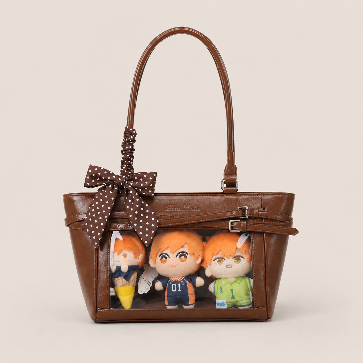 AORDA Boston Small Capacity Polka Dot Ita Bag Daily Shoulder Bag for 10cm Plush Dolls and Badges Product view